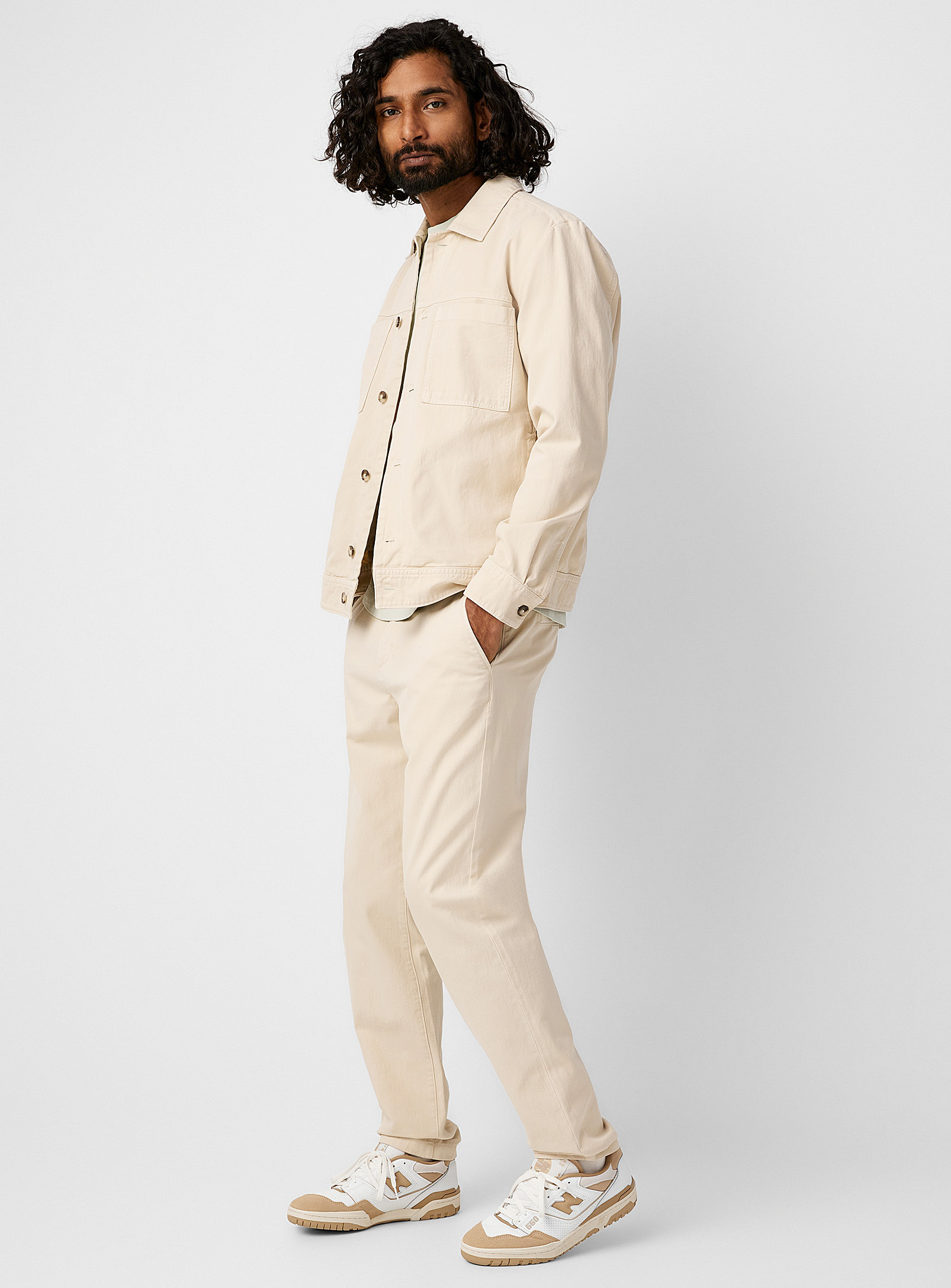 Marc O'polo Comfort-waist Twill Pant Tapered Fit In Ecru/linen