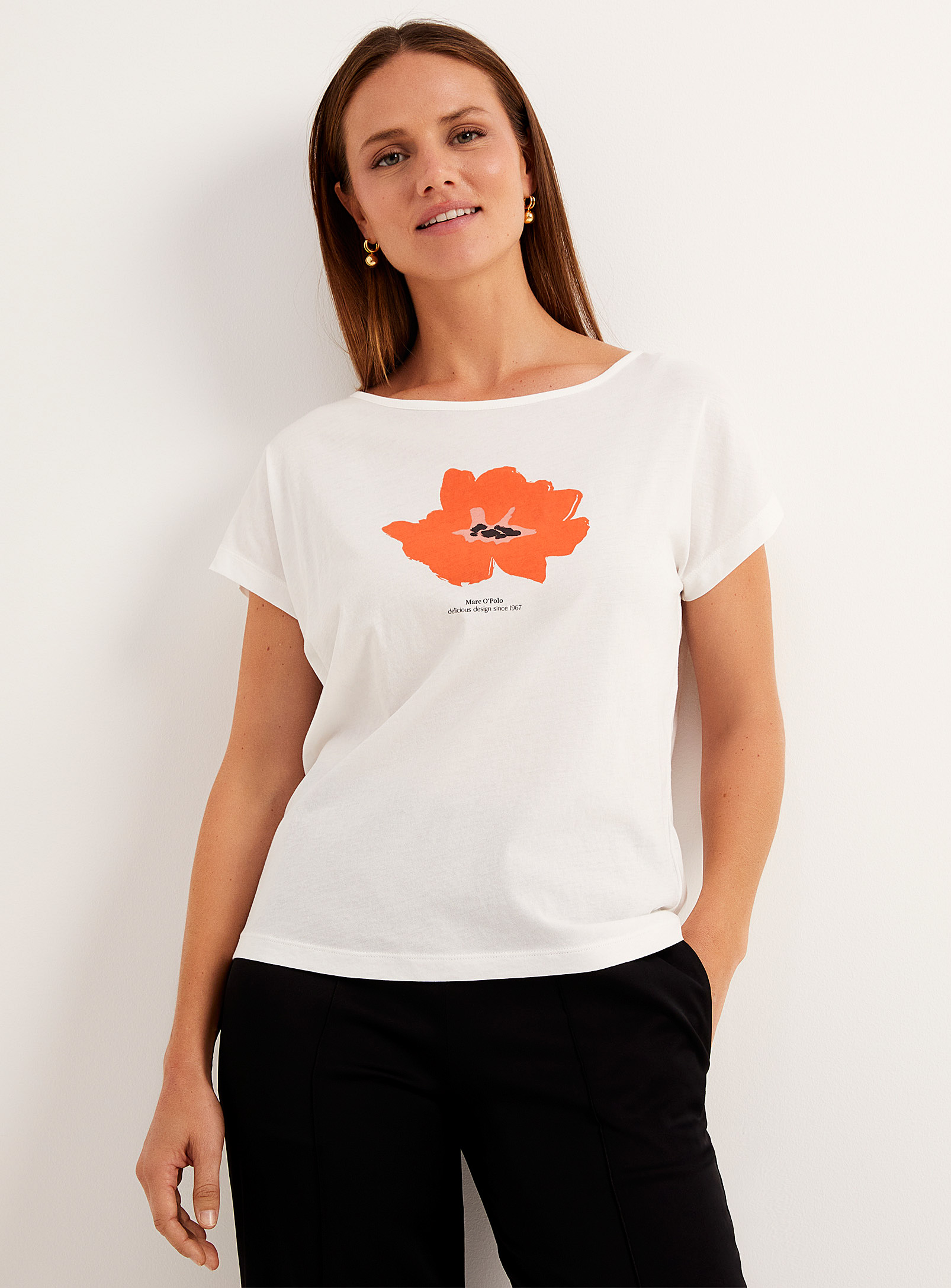 Marc O'polo Signature Flower Lightweight T-shirt In Black