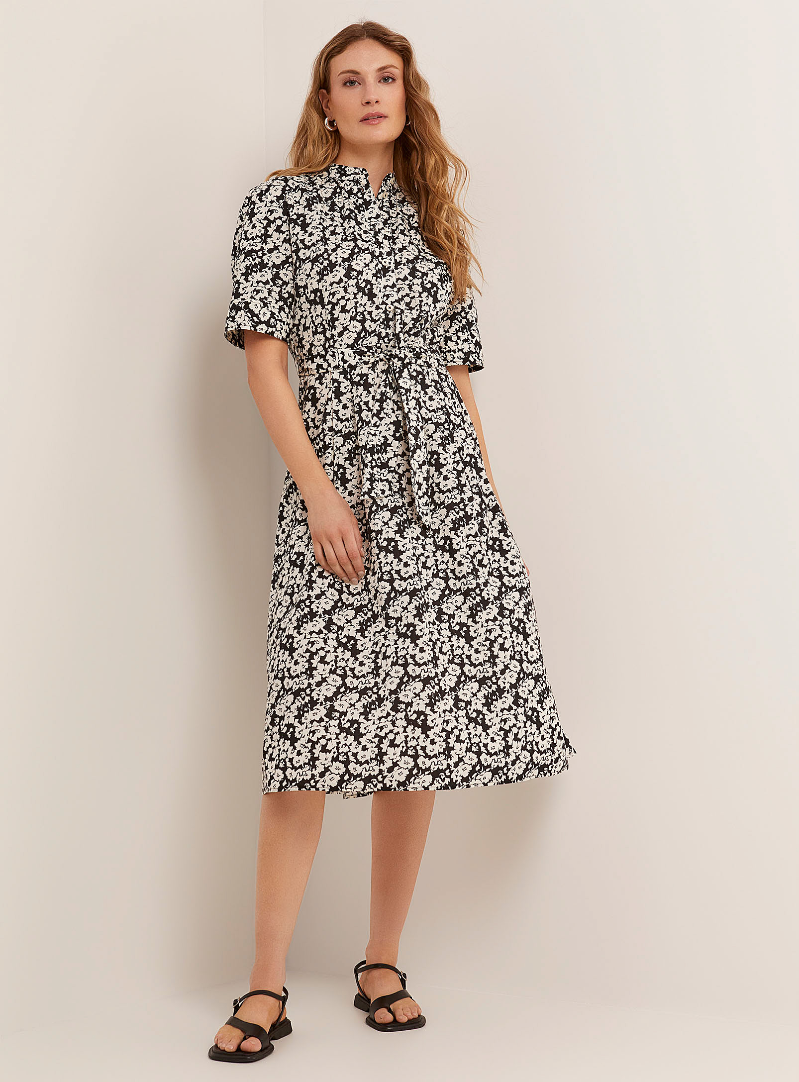 Marc O'polo Bright Garden Shirtdress In Black And White