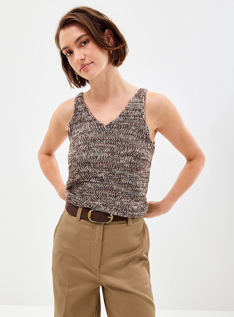 Heathered knit V-neck sweater vest product image (primary)