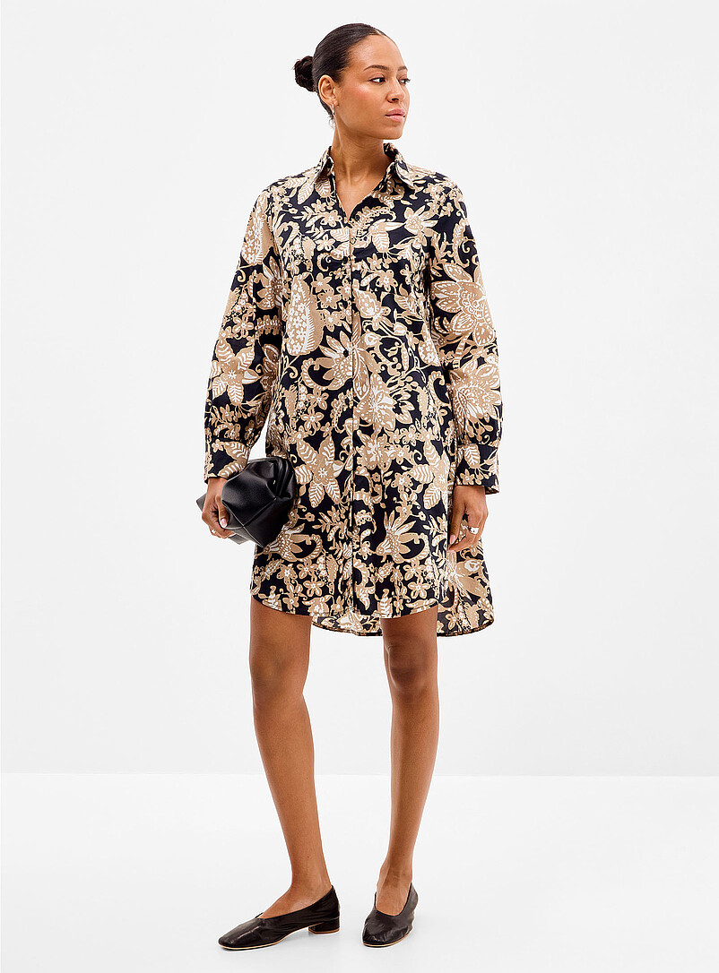 Moka Floral Flared Shirtdress