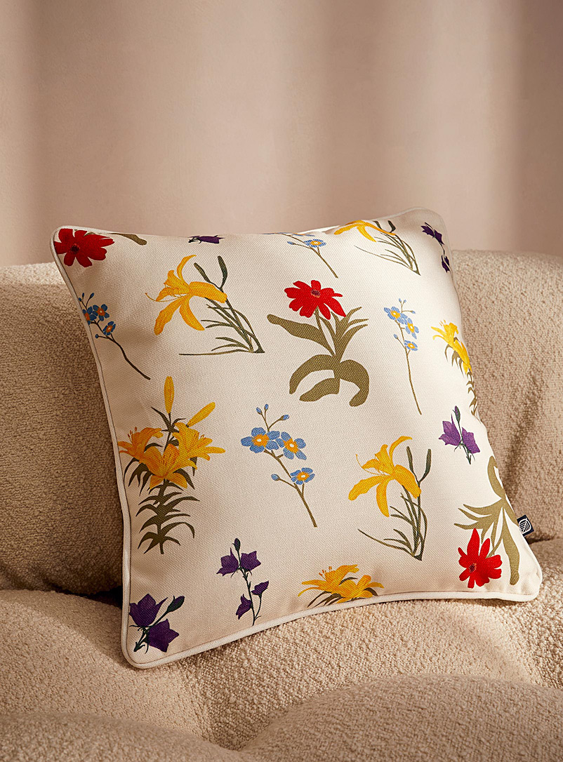 Simons Maison Ecru/Linen Fauna flora print cushion 45 x 45 cm