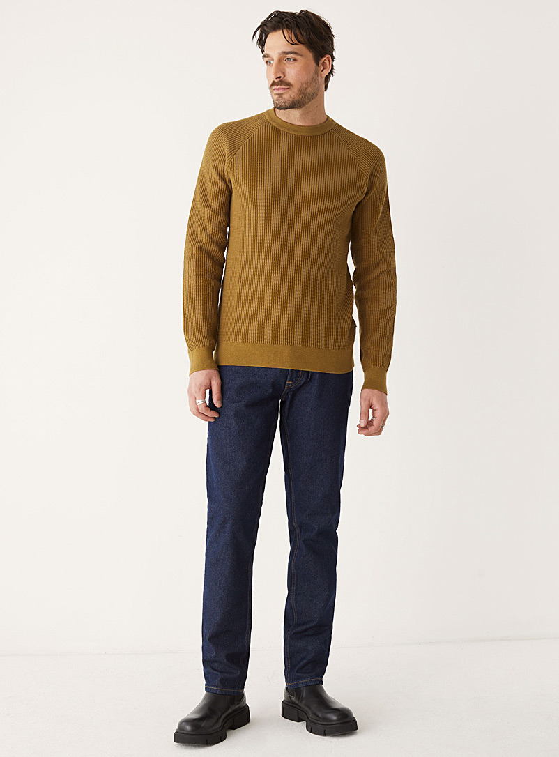 Frank And Oak Tan brown Waffle sweater for error