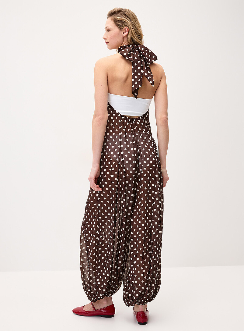 Twik: La combinaison licou chiffon &agrave; pois &Eacute;cru &agrave; motifs pour femme