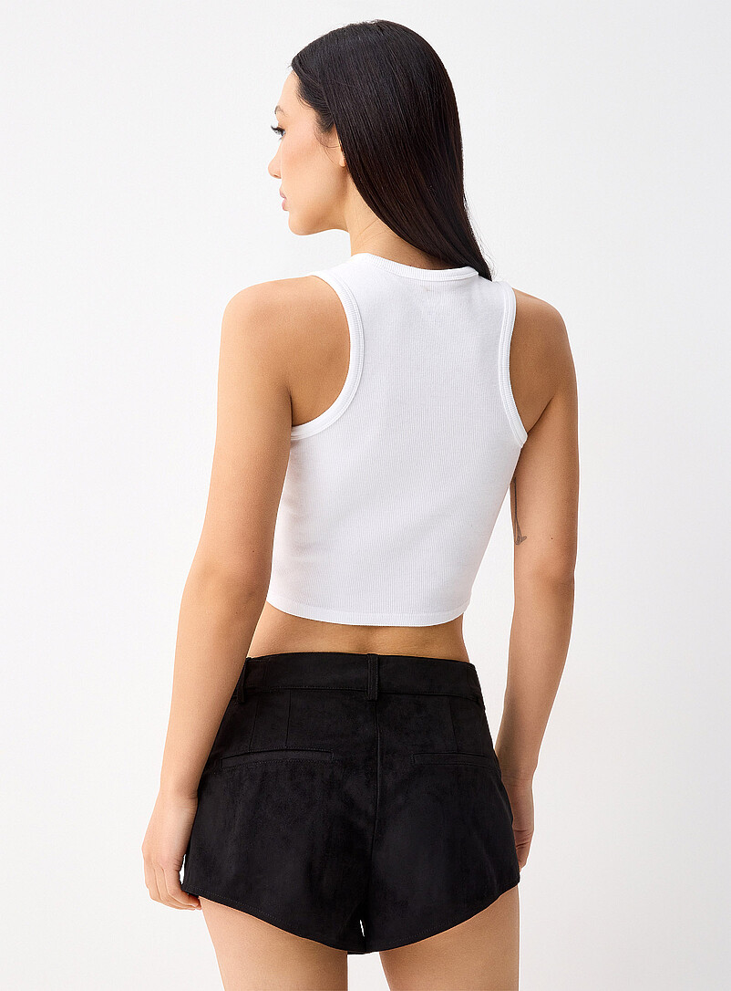 Twik: Le minishort faux su&egrave;de clous Brun pour femme