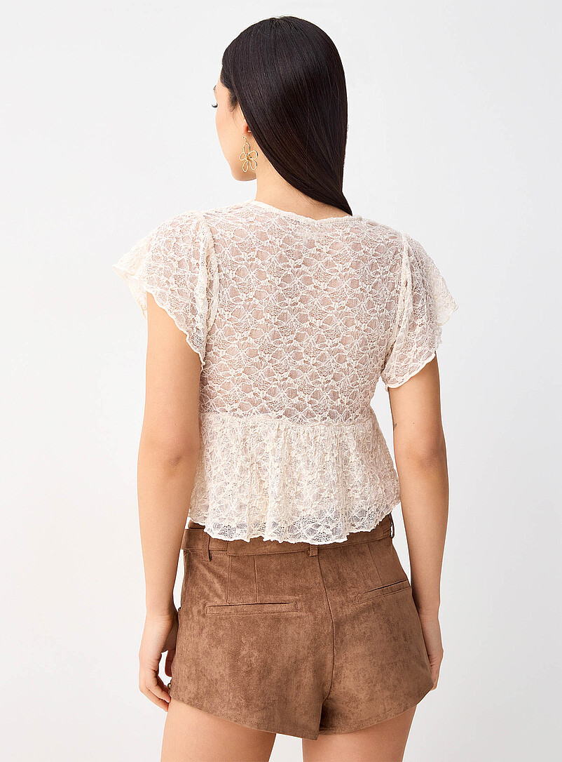 Twik: Le minishort faux su&egrave;de clous Brun pour femme