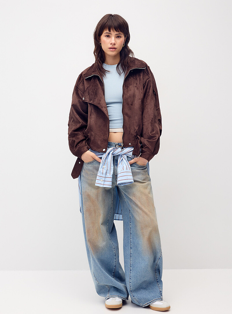 Buttoned flap faux-suede jacket | Twik | Women's Jackets | Simons