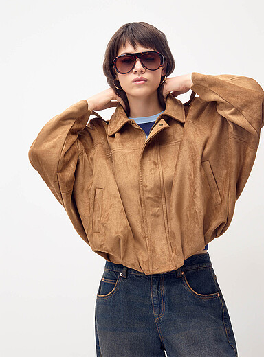 Le blouson ample faux su&egrave;de