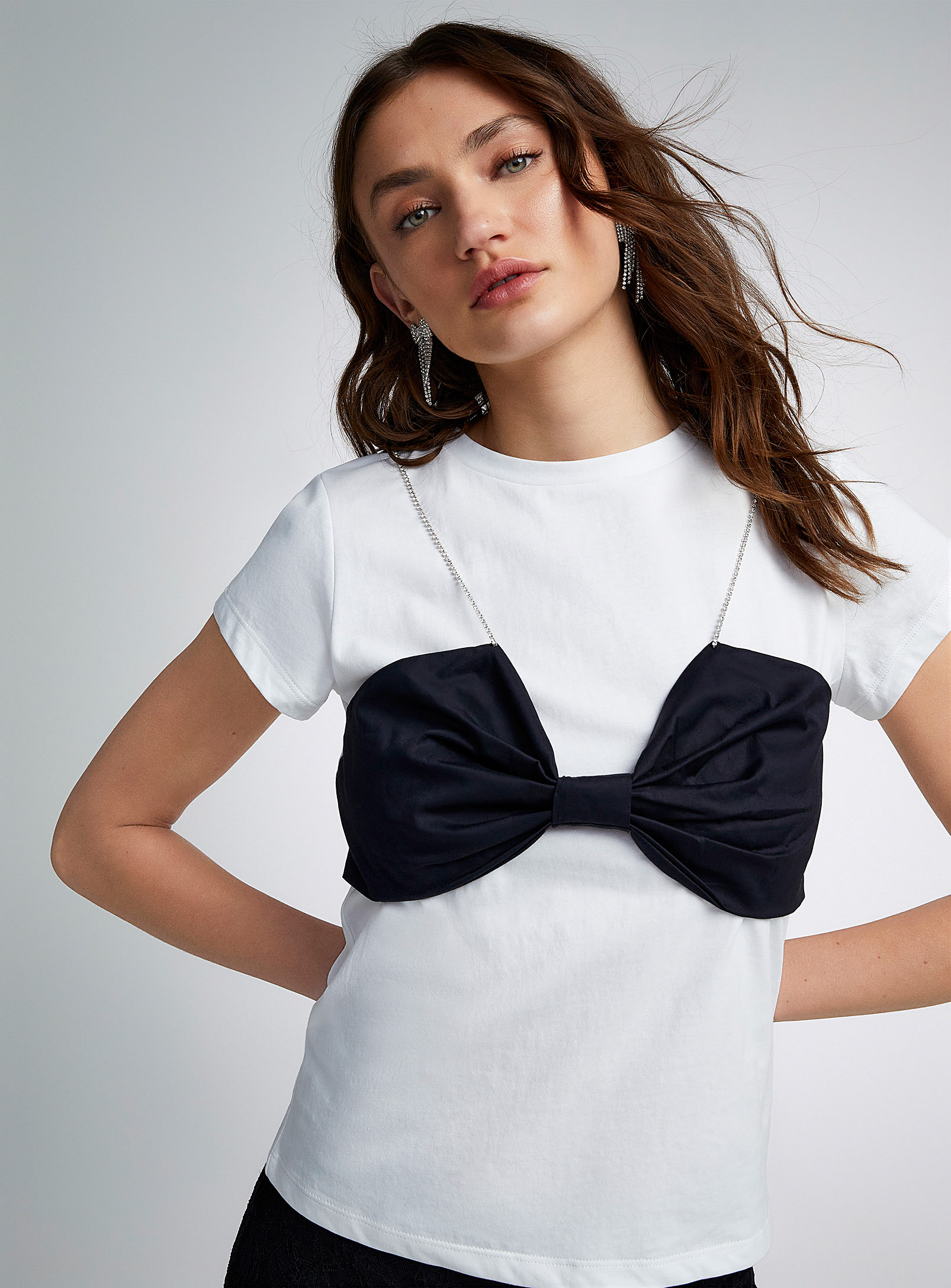 Twik Bow And Diamonds T-shirt In White