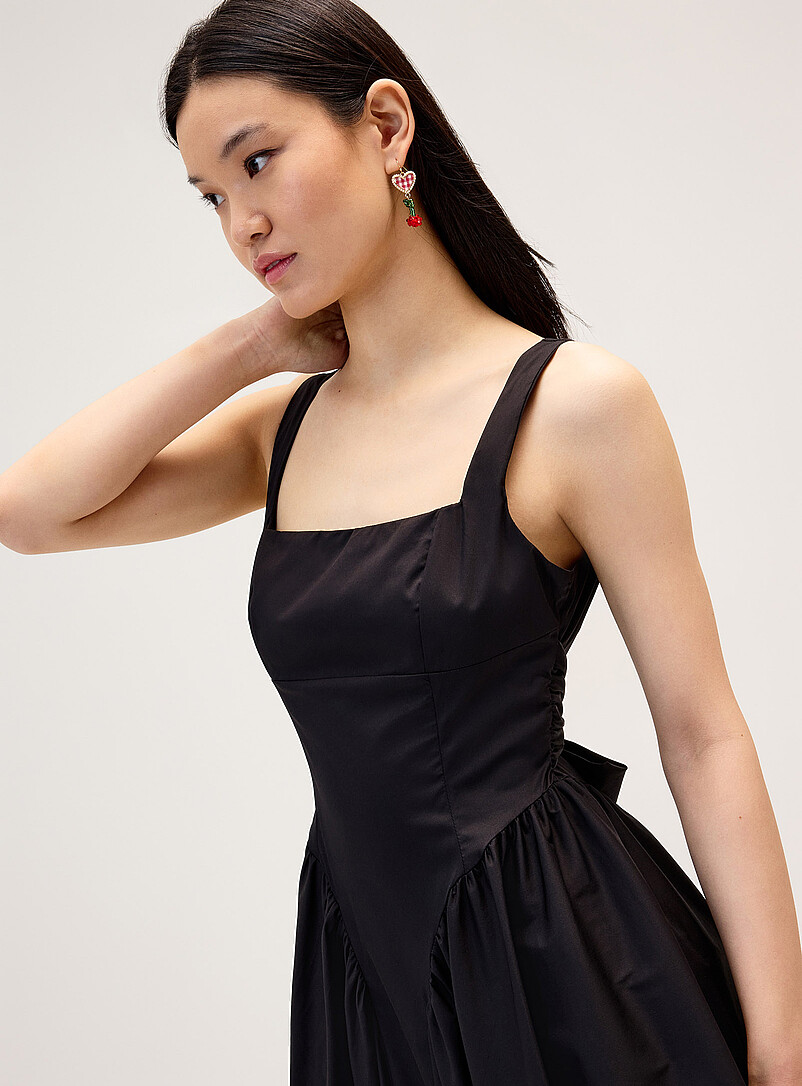 Twik: La robe maxi popeline boucle dos Noir pour femme