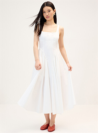 Back bow poplin maxi dress