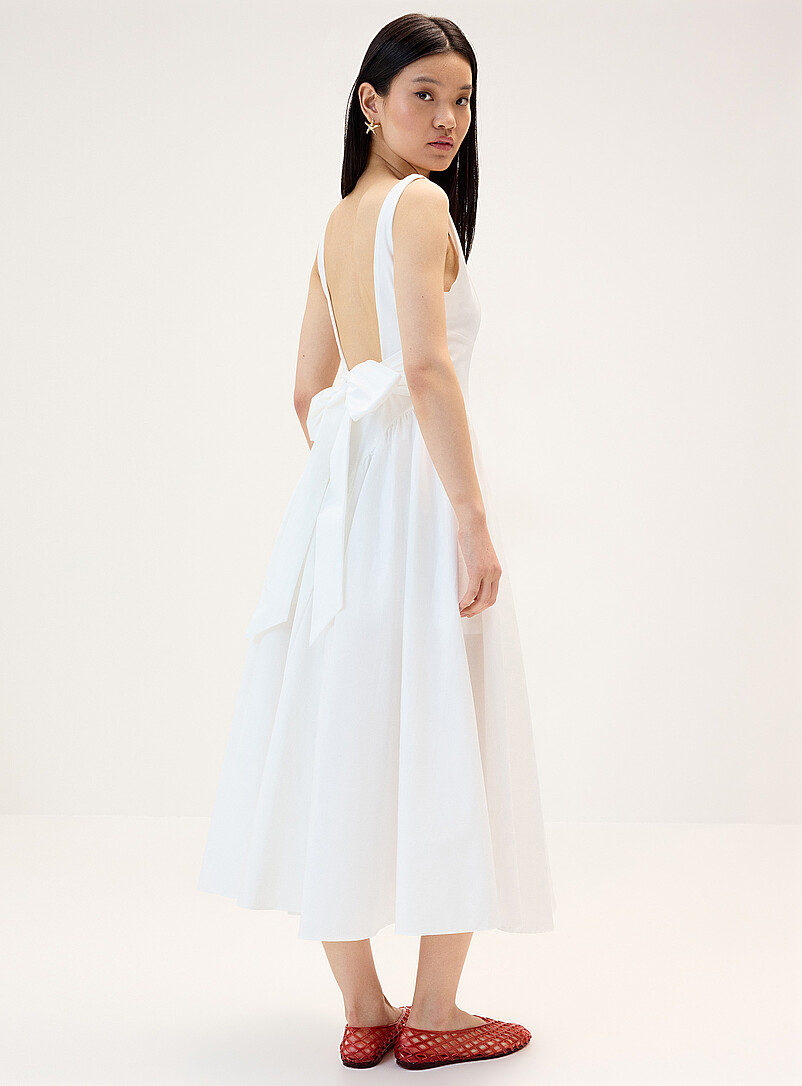 Twik: La robe maxi popeline boucle dos Noir pour femme
