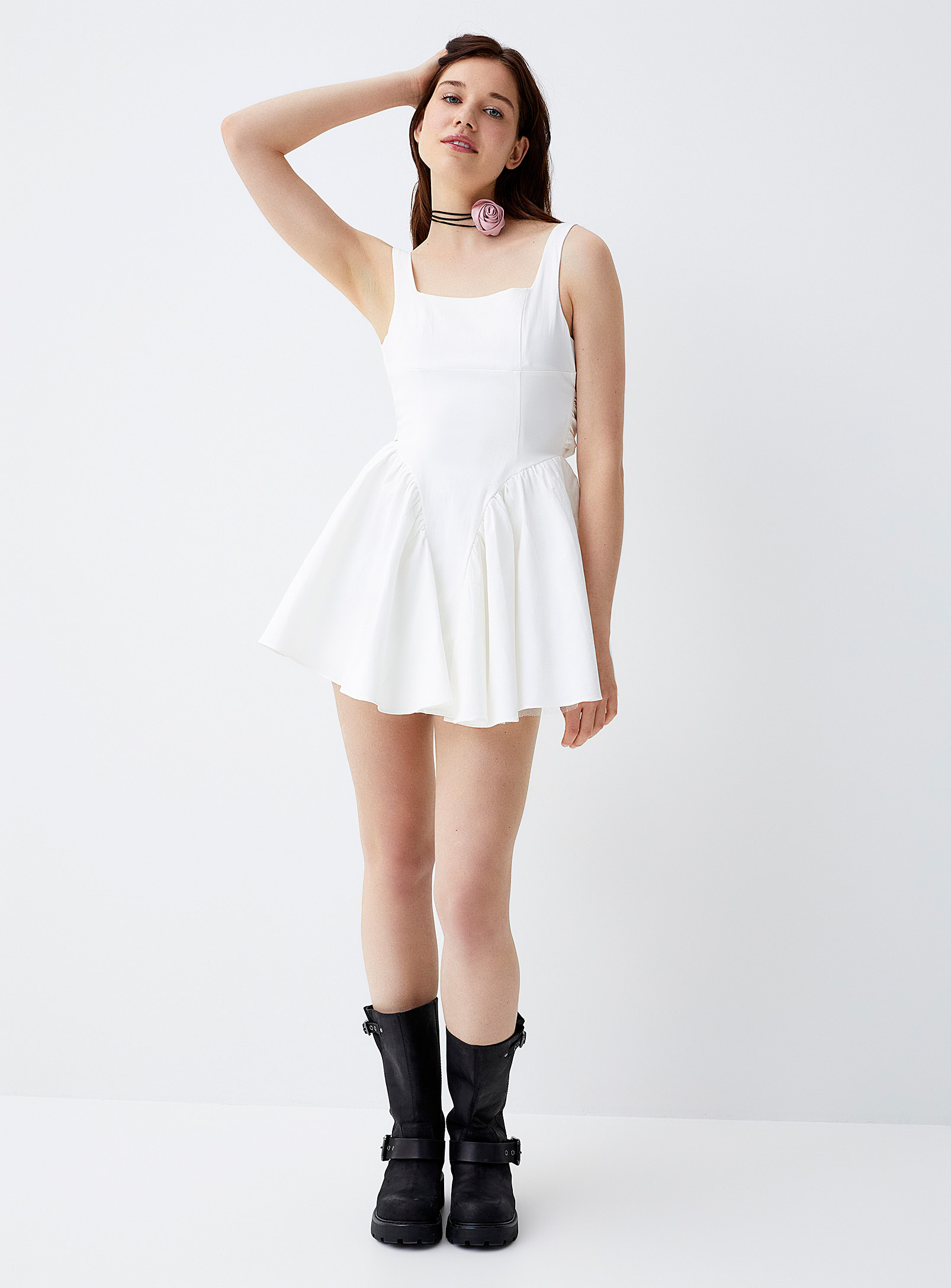 Twik Large Bow Puffy Dress In White