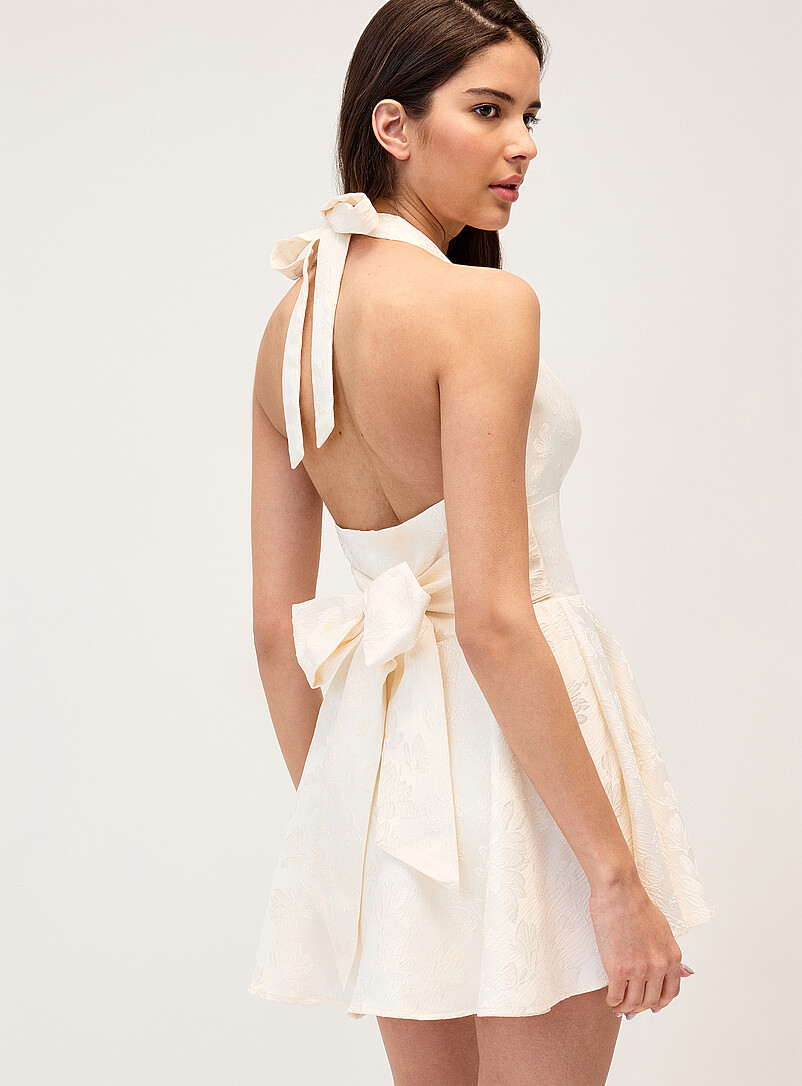 Jacquard flowers halter minidress product image 3