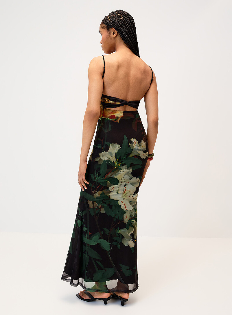 Dark flowers mesh maxi dress product image 3