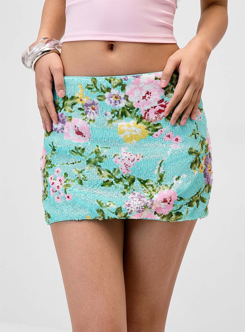 Pop flowers sequined miniskirt product image 2