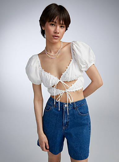 Lucky brand small crop top blouse in 2023  Small crop tops, Crop top  blouse, Crop tops
