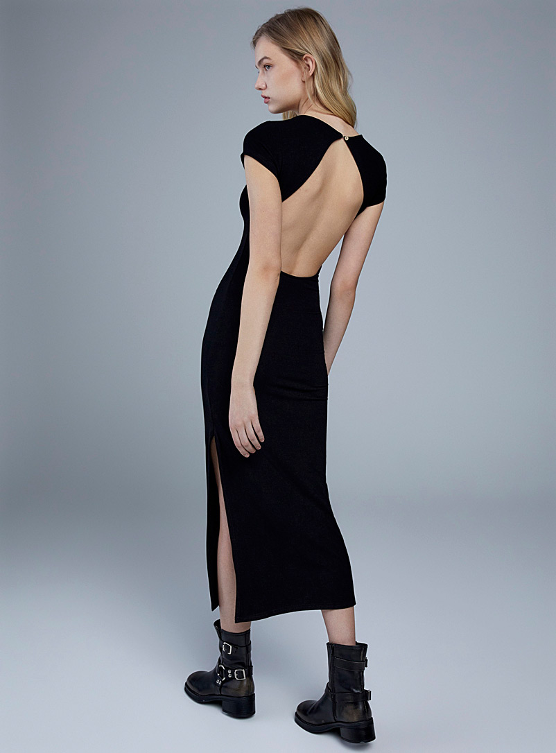 Twik: La robe maxi dos ouvert Noir pour femme