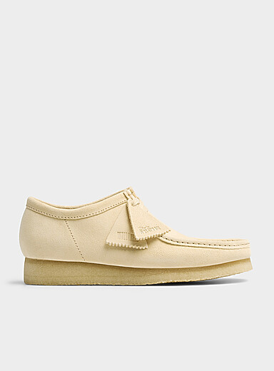 La chaussure mocassin Wallabee jaune p&acirc;le Homme