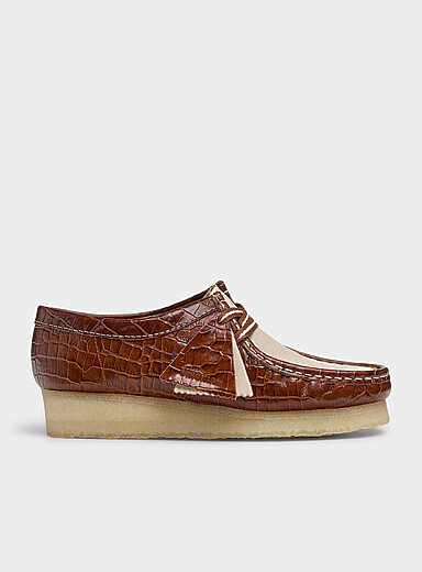 Clarks Brown Croc leather Wallabee loafers Women for women