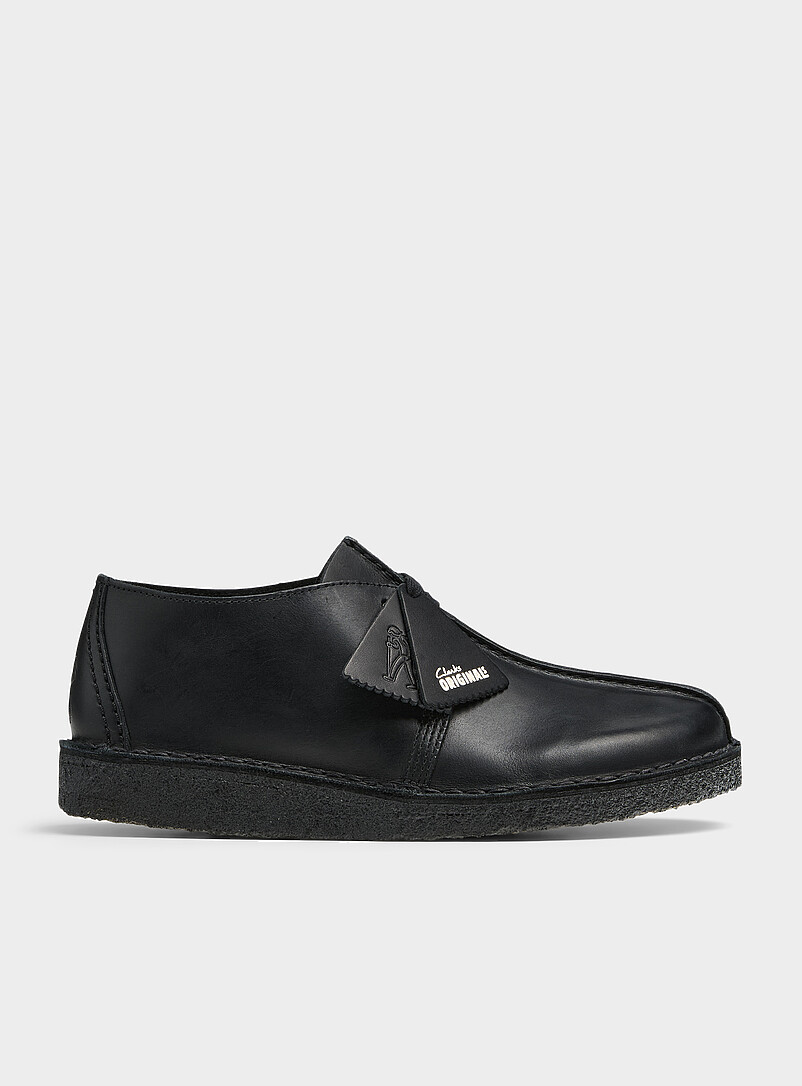 Black Shiny Leather Desert Trek Shoe Men