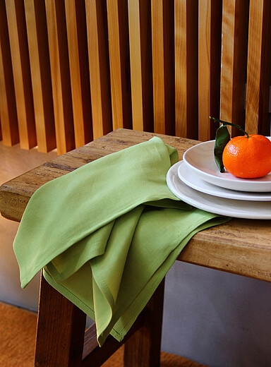 Green reclaimed fabric napkins Set of 2