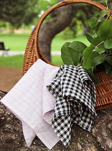 Gingham reclaimed fabric napkins Set of 2