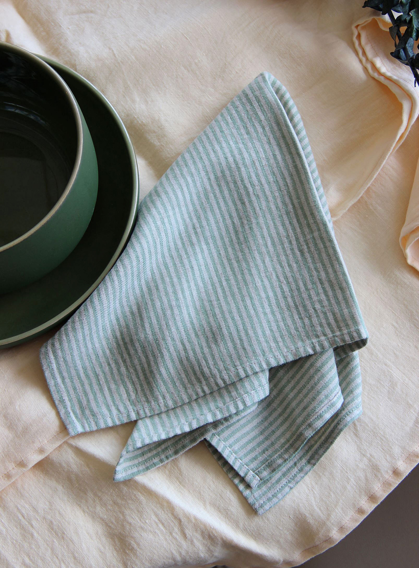 Eve Gravel Reclaimed Fabric Napkins Set Of 2 In Mossy Green