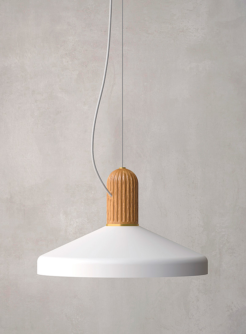 Tungstene Luminaires Créatifs: La lampe suspendue conique base rainurée Clara 18 Blanc