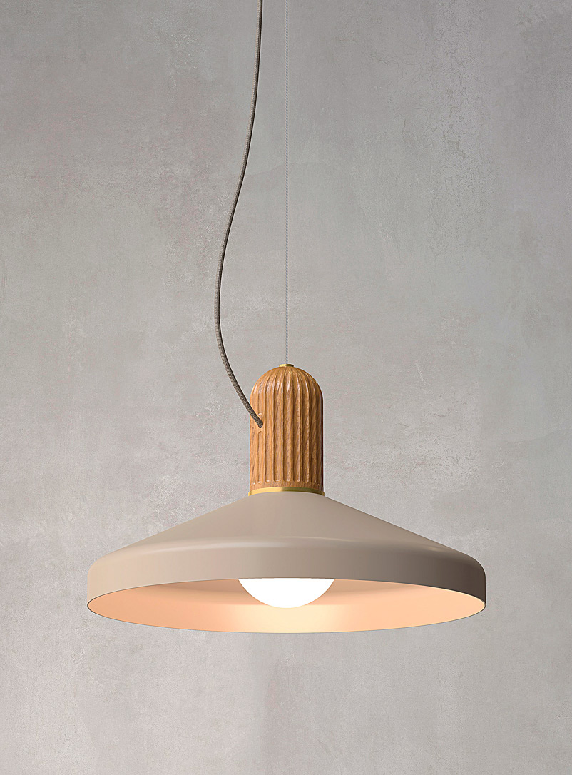 Tungstene Luminaires Créatifs Beige mauve Clara 18 grooved base conical hanging lamp