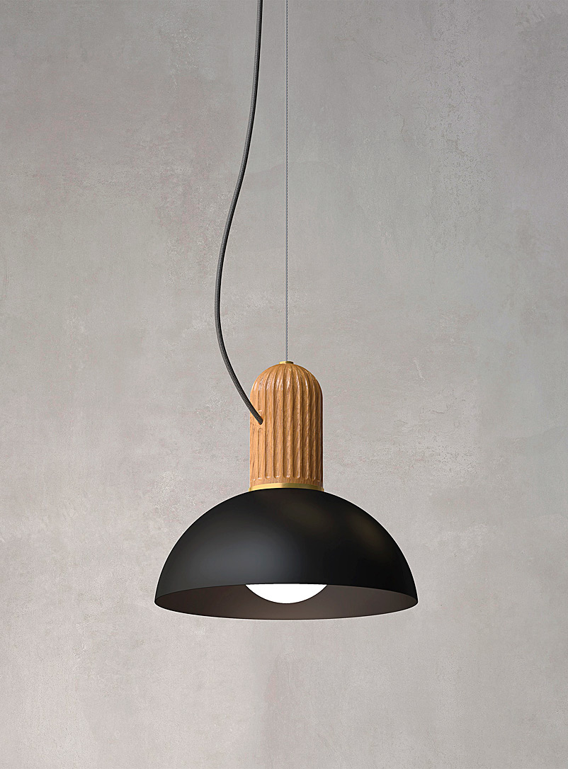 Tungstene Luminaires Créatifs Black Benedict 12 grooved base round hanging lamp