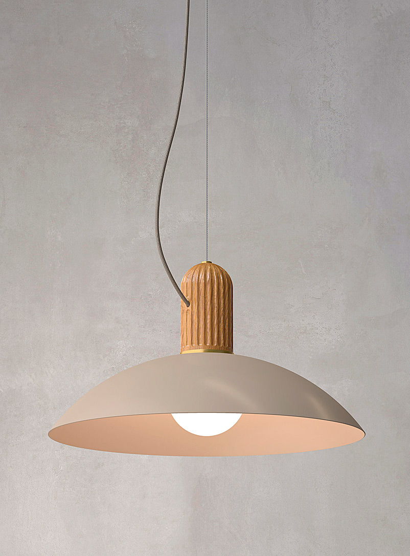 Tungstene Luminaires Créatifs Beige mauve Benedict 20 grooved base round hanging lamp