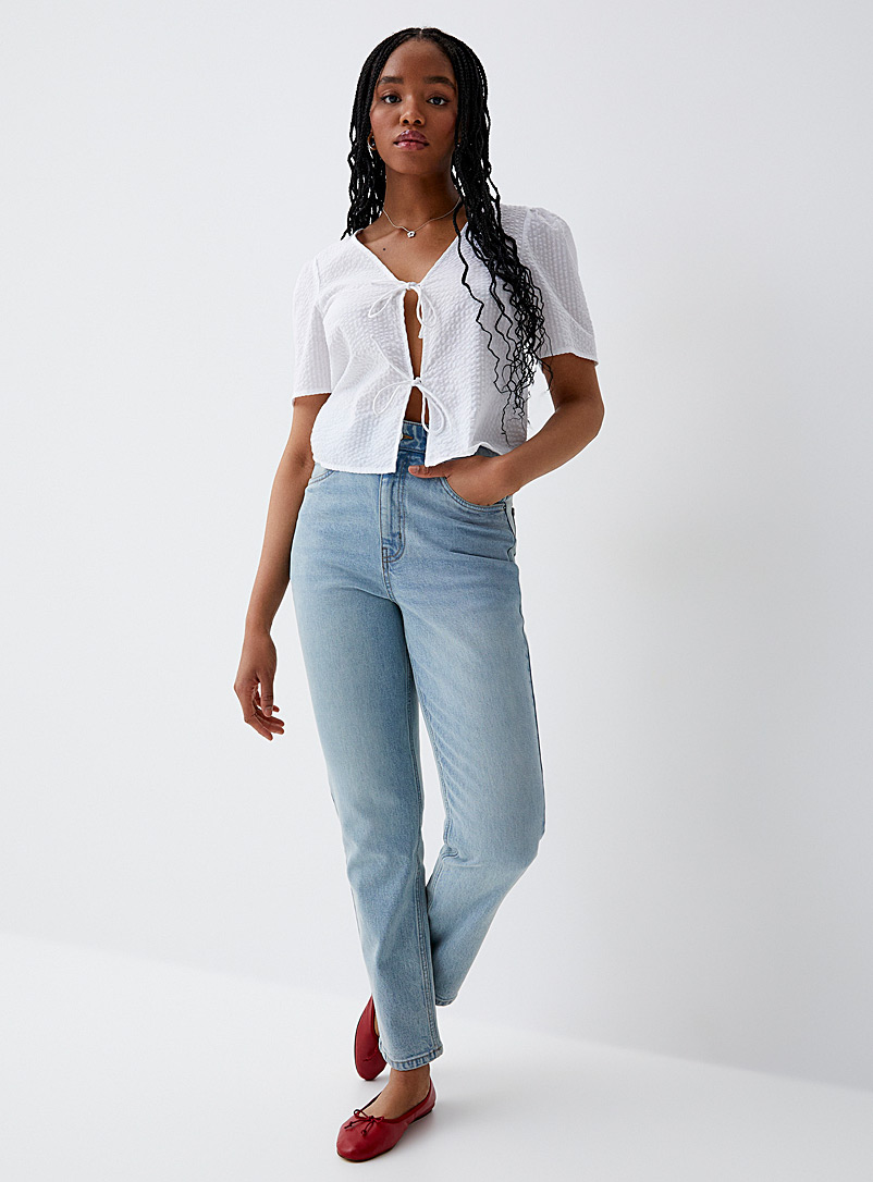 Jean Mom Pour Fille - Coupe Taille Haute, Jambes Larges, 100% Coton, Style Années 90 - 12