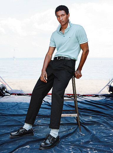 Le 31: Le chino &agrave; plis <b>Coupe Reykjavik - Fusel&eacute;e &agrave; plis</b> Noir pour homme