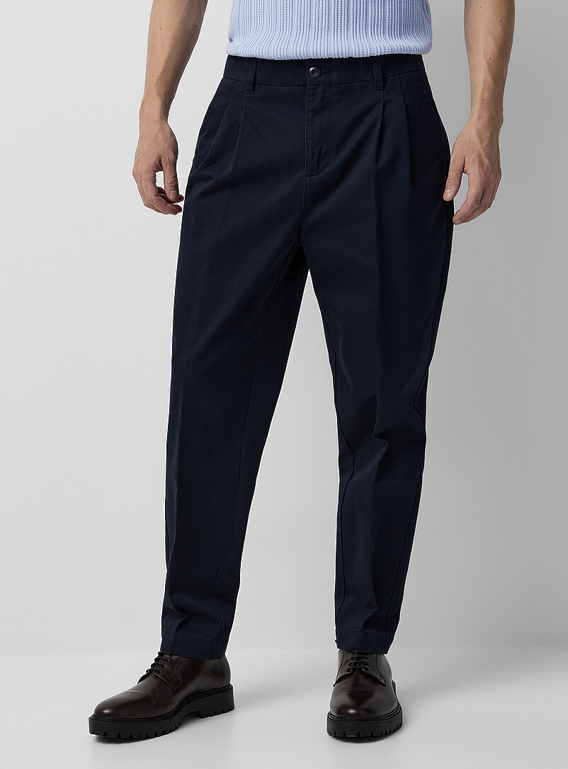 Le 31: Le chino &agrave; plis <b>Coupe Reykjavik - Fusel&eacute;e &agrave; plis</b> Bleu marine - Bleu nuit pour homme