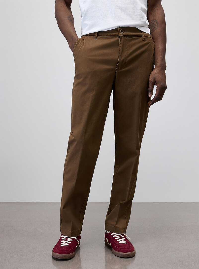 Le 31: Le chino taille &eacute;lastique boutonn&eacute;e <b>Coupe Amsterdam - Fusel&eacute;e relaxe</b> Brun noisette pour homme
