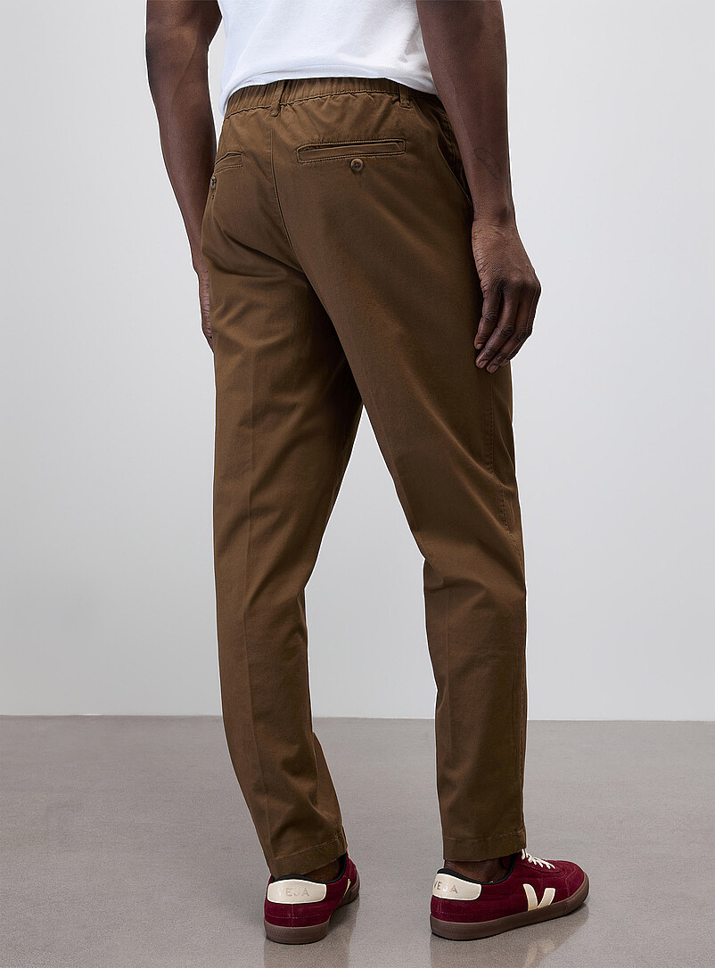Le 31: Le chino taille &eacute;lastique boutonn&eacute;e <b>Coupe Amsterdam - Fusel&eacute;e relaxe</b> Brun noisette pour homme