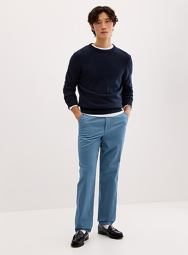 Le 31: Le chino taille &eacute;lastique boutonn&eacute;e <b>Coupe Amsterdam - Fusel&eacute;e relaxe</b> Bleu moyen - Ardoise pour homme