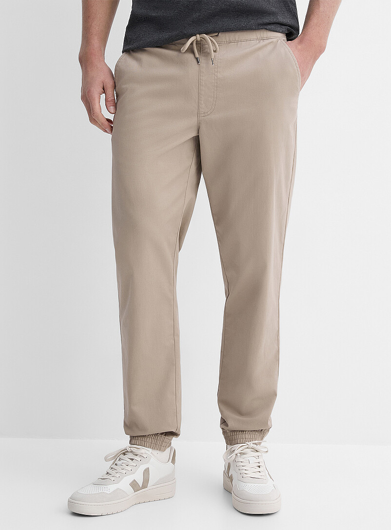 Le 31 Sand Stretch chino joggers for men