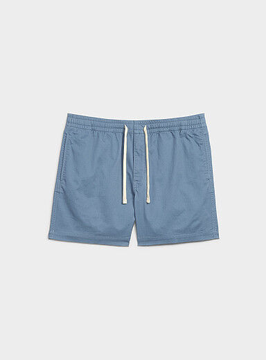 Le 31 Slate Blue Drawstring-waist chino short <b>Inseam: 7" (18 cm)</b> for men