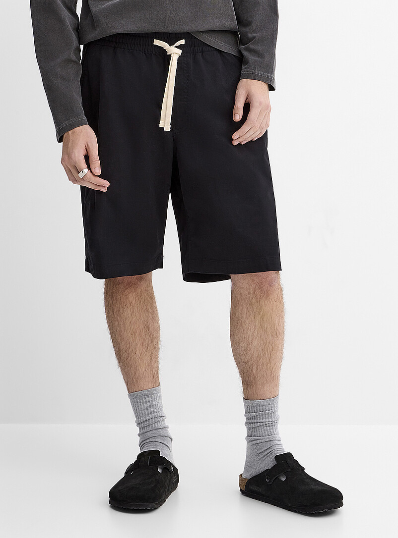 Djab: Le bermuda &agrave; taille &eacute;lastique twill extensible <b>Coupe ample</b> Chocolat - Espresso pour homme