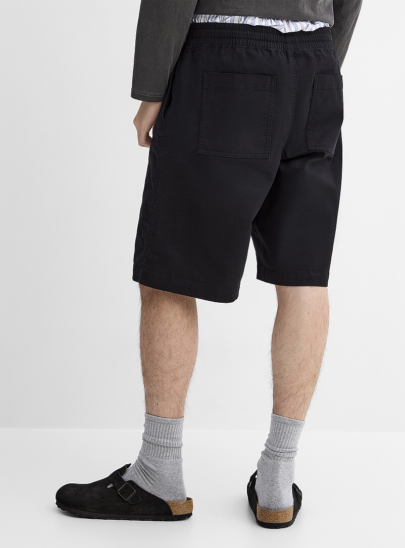 Djab: Le bermuda &agrave; taille &eacute;lastique twill extensible <b>Coupe ample</b> Chocolat - Espresso pour homme