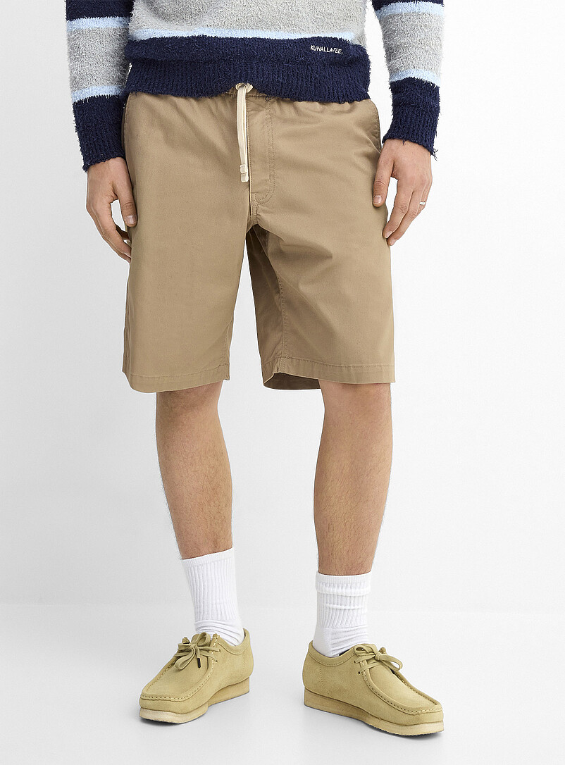 Djab: Le bermuda &agrave; taille &eacute;lastique twill extensible <b>Coupe ample</b> Chocolat - Espresso pour homme