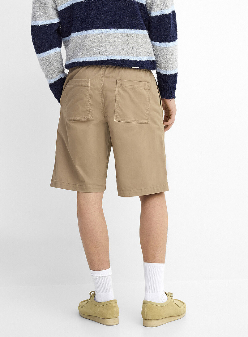 Djab: Le bermuda &agrave; taille &eacute;lastique twill extensible <b>Coupe ample</b> Chocolat - Espresso pour homme
