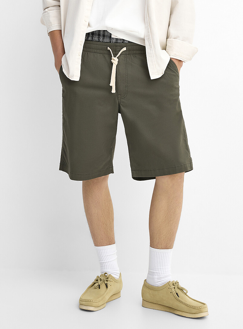 Djab: Le bermuda &agrave; taille &eacute;lastique twill extensible <b>Coupe ample</b> Chocolat - Espresso pour homme