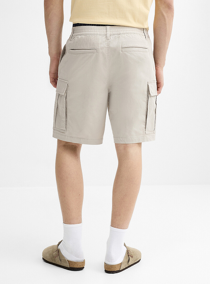 Djab: Le bermuda cargo twill extensible <b>Coupe relaxe</b> Kaki - Sauge - Olive pour homme