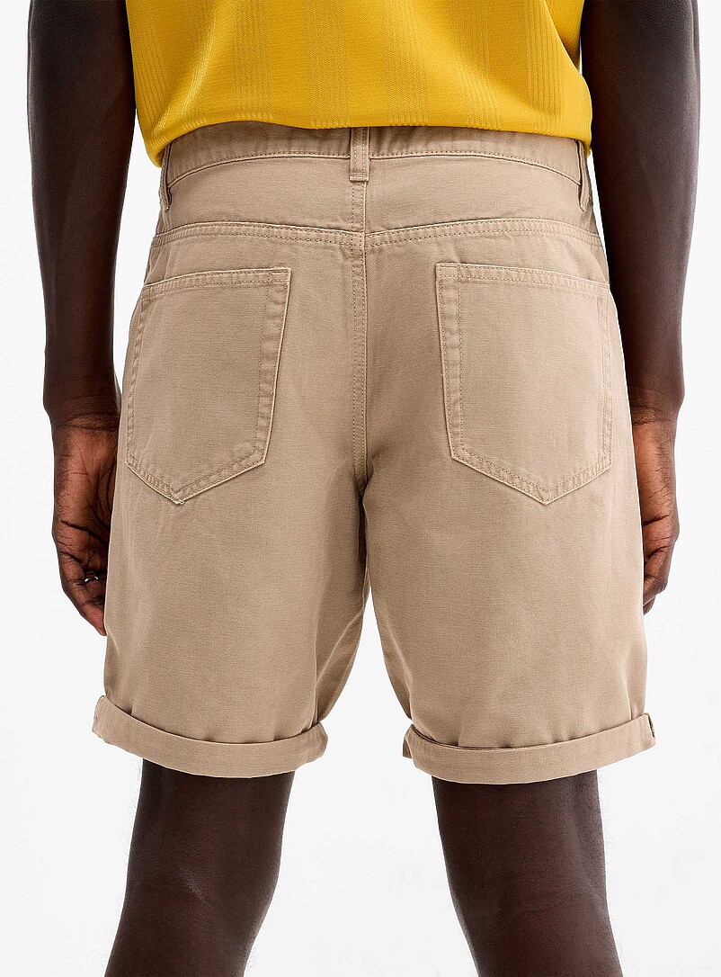 Djab: Le short 5 poches bord roul&eacute; <b>Coupe r&eacute;guli&egrave;re</b> Vert fonc&eacute; - Mousse pour homme