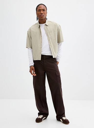 Djab: Le chino cargo jambe large <b>Coupe ample</b> Chocolat - Espresso pour homme