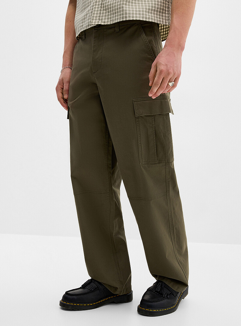 Djab: Le chino cargo jambe large <b>Coupe ample</b> Vert fonc&eacute; - Mousse pour homme
