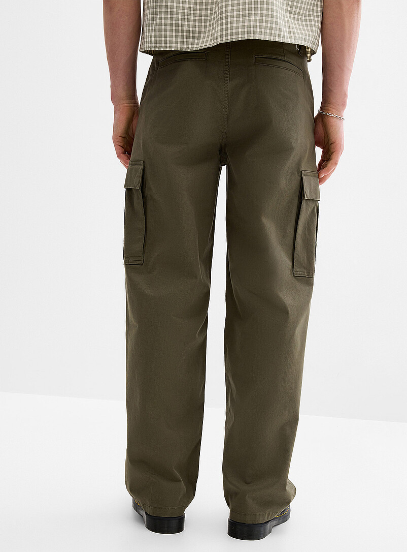 Djab: Le chino cargo jambe large <b>Coupe ample</b> Vert fonc&eacute; - Mousse pour homme